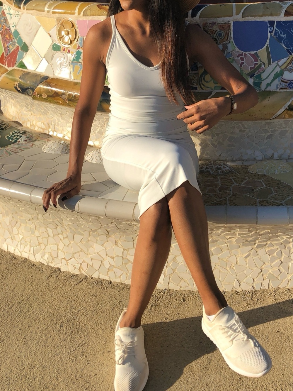 AYM (Boom Boom the Label) Minimal White Bodycon Dress with Thin Straps